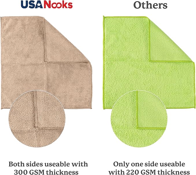 USANOOKS Microfiber Cleaning Cloth - Beige - 50Pcs (12.5x12.5 inch) High Performance - 1200 Washes, Ultra Absorbent Car Towel Traps Grime & Liquid for Streak-Free Mirror Shine - car Washing Cloth