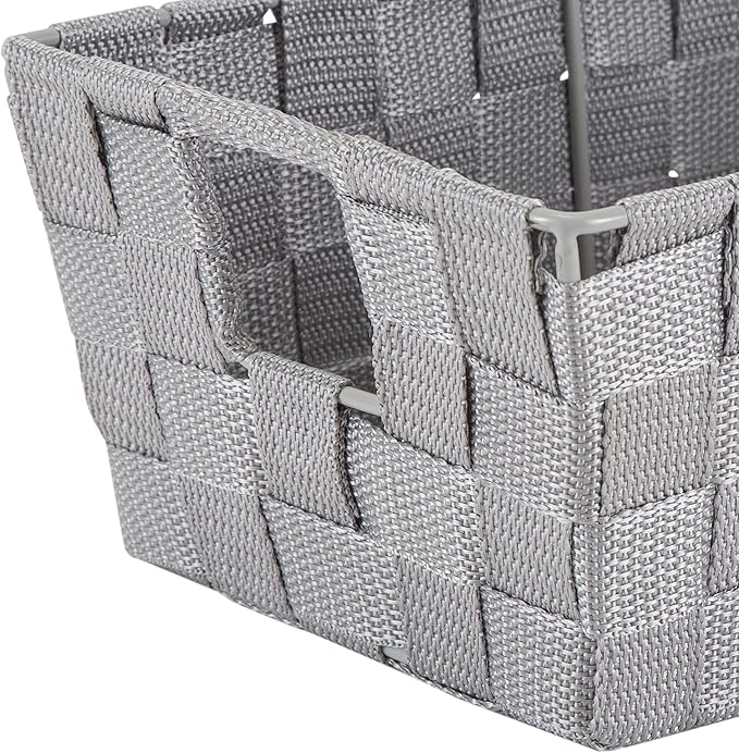 Simplify 2 Pack Small Woven Storage Shelf Basket | Organization | Bathroom | Accessories | Heather Grey