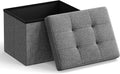 SONGMICS Mazie Collection - Small Folding Storage Ottoman, Foot Rest Stool, 12.2 x 16.1 x 12.2 Inches, 286 lb Load Capacity, for Living Room, Bedroom, Home Office, Dorm, Dark Gray ULSF102G01