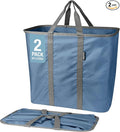 CleverMade Collapsible Laundry Caddy - Denim Shadow Gray 2Pack 64L - Foldable Storage Organization Container for Clothes Laundry Room Storage Solution