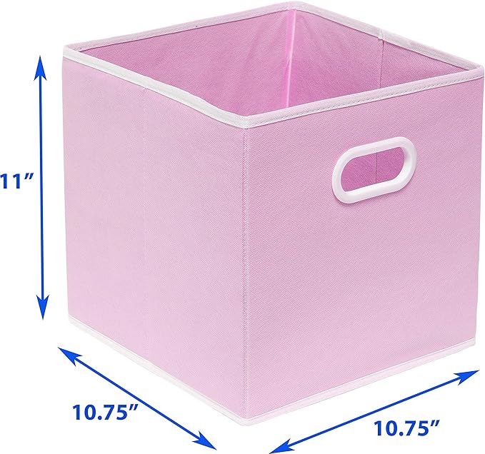 Simple Houseware Foldable Cube Storage Bins with Handles, 11-Inch, Pink, 6-Pack, Fabric Cubes Organizer for Closet or Shelves