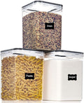 Large Food Storage Containers with Lids Airtight 5.2L /176Oz, for Flour, Sugar, Baking Supply, 3PCS BPA Free Plastic Canisters for Kitchen Pantry Organization