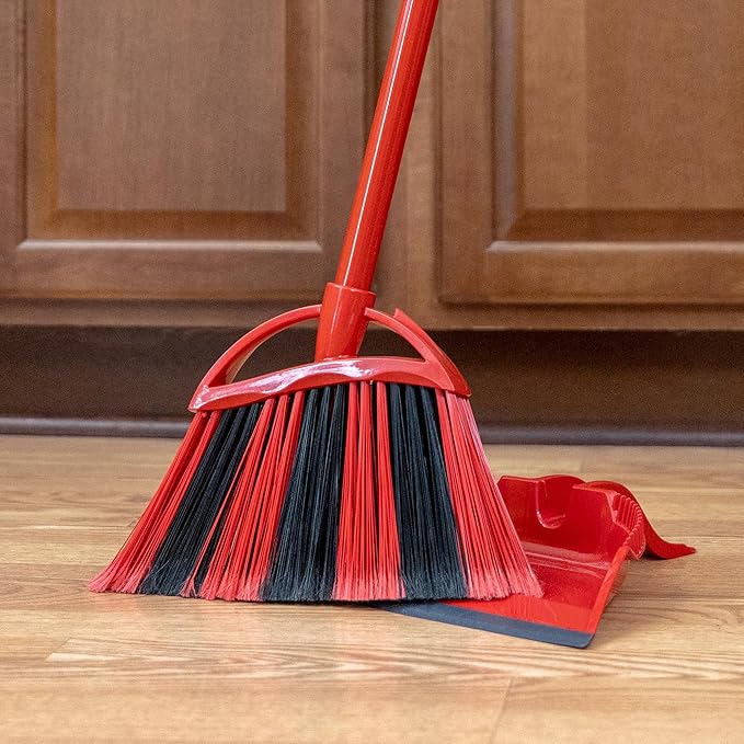 O-Cedar Sweep Broom with Step-On Dustpan | Remove 99% with One Sweep | Lightweight Quiet Cleaning Tool | Ideal for Pet Owners
