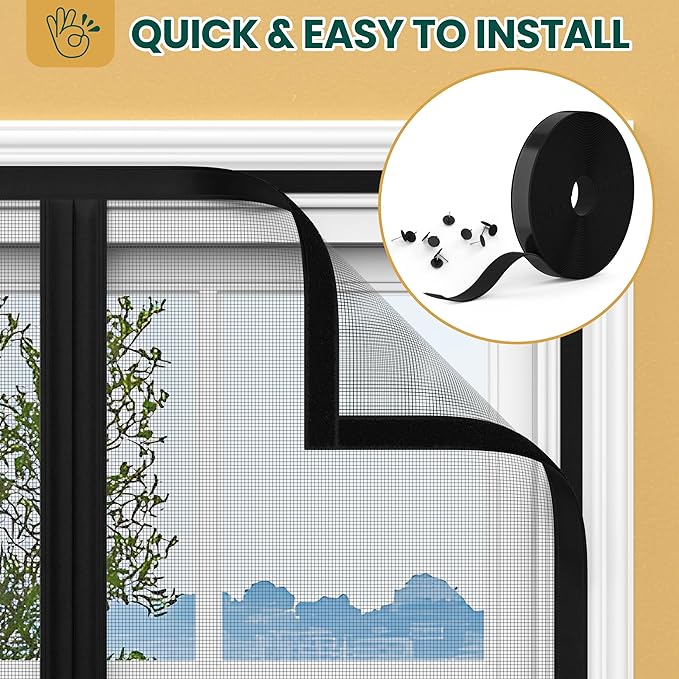Magnetic Screen Door Mesh with Super Strong Magnets Fit Door Size 36" X 96", Mesh Size 38" X 97" Heavy Duty Door Net Screen for Sliding, French, Single and Patio Doors