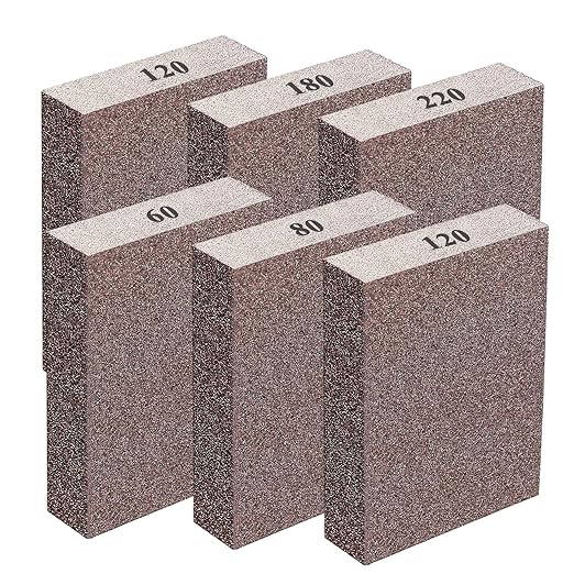 6 Pack Sanding Sponge,Drywall Sanding Blocks 6 Grits Per Pack (60/80/120/180/220),Washable and Reusable Sandpaper Block for Wood Furniture,Wall,Pot,Sheetrock,Metal and Brush Sanding