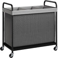 ELYKEN Laundry Hamper 3 Section, 120L Rolling Laundry Sorter with Removable Liner Bag, Laundry Basket with Wheels, Steel Frame with Metal Handle, Clothes Hamper Cart for Laundry Room & Bedroom