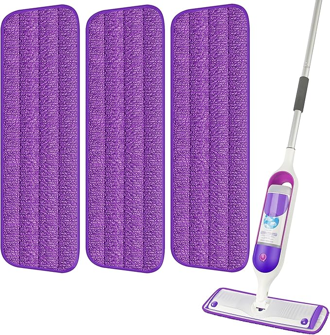 3 Pack Reusable Mop Pads Compatible with Swiffer PowerMop, Wood Floor Pads Microfiber Mop Replacement Refills Machine Washable for All Floor Surfaces