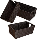 homyfort Woven Shelf Storage Tote Basket Bins Container, Storage Boxes Cube Organizer with Built-in Handles for Bedroom, Office, Closet, Clothes, Kids Room, Nursery 3pack(Brown)