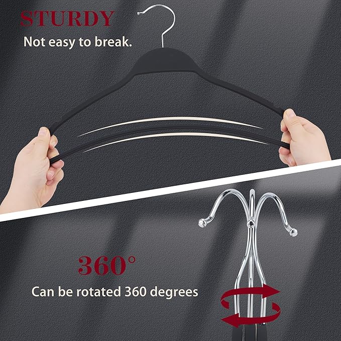 ELONG HOME Non-Slip Rubber Coated Hangers, 20 Pack Durable Space Saving Clothes Hangers with Strong Metal Hook, Slim & Sturdy Design for Coats, Shirts, and Dresses