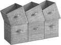 SONGMICS Storage Cubes, 13-Inch Non-Woven Fabric Bins with Double Handles, Set of 6, Closet Organizers for Shelves, Foldable, for Clothes, Cattail Gray UROB033G01