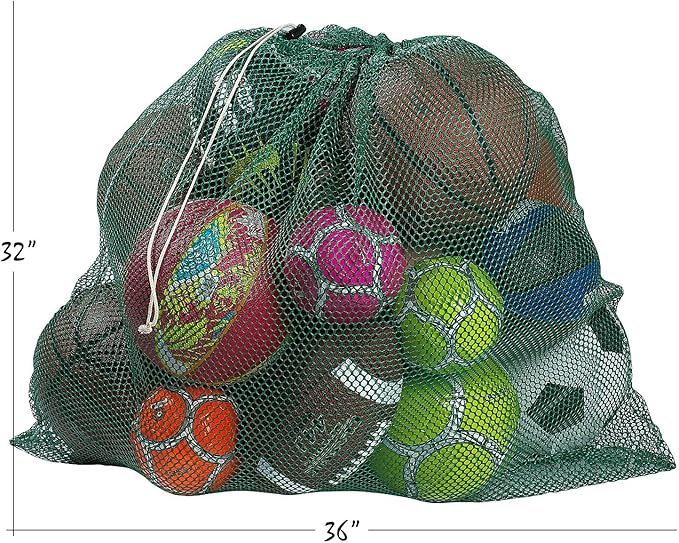 Mesh Equipment Bag - 32” x 36” and 24” x 36” - Adjustable, sliding drawstring cord closure. Perfect mesh bag for parent or coach, making it easy to transport and keeping your sporting gear organized.