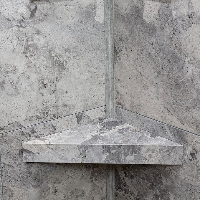 Palisade Vinyl Waterproof Corner Shower Shelf in Silver Lake