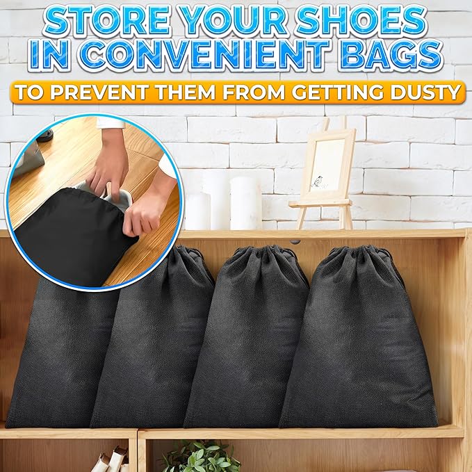 10 Pack Travel Shoe Backpack Set – Non-Mesh Solid 11.8"x15.75" Waterproof Drawstring Shoe Bags for Travel, Clothes, or Wet Gear – Lightweight Storage Organizer and Packing Essential for Women & Men