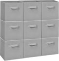 Easi 11 inch Cube Storage Bins, 9 Storage Cube Organizer, Collapsible Fabric storage cubes with Handles, Closet Storage Basket For Organization, Shelf Basket For Shelves Clothes Books, Gray