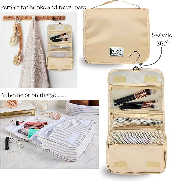 9 Set Packing Cubes - Suitcase Organizer, Cute Packing Cubes, Travel Bags Organizer for Luggage with Hanging Toiletry and Shoe Bag, Travel Essentials for Women, Men and Kids -Beige