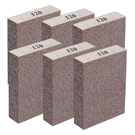 6 Pack Sanding Sponge,120 Grit Drywall Sanding Blocks,Washable and Reusable Sandpaper Block for Wood Furniture,Wall,Pot,Sheetrock,Metal and Brush Sanding