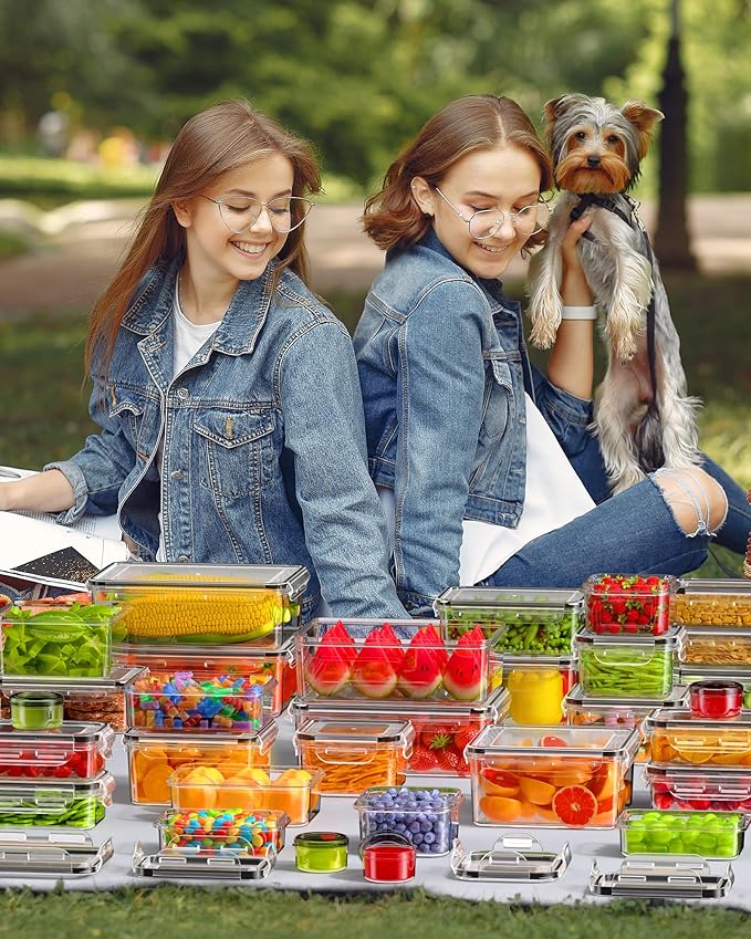 70 PCS Food Storage Containers with Lids(35 Containers & 35 Lids), BPA-Free Plastic Food Containers for Kitchen Storage, Leak Proof, Reusable Meal Prep Containers with Labels & Pen