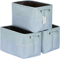 Sea Team 3-Pack Large Storage Basket Set, Trunk Organizer, Clothes Toys Bin, 15 x 10 x 10 Inches, Big Rectangular Canvas Fabric Collapsible Shelf Box with Handles for Kids Room (Babyblue/Mint)