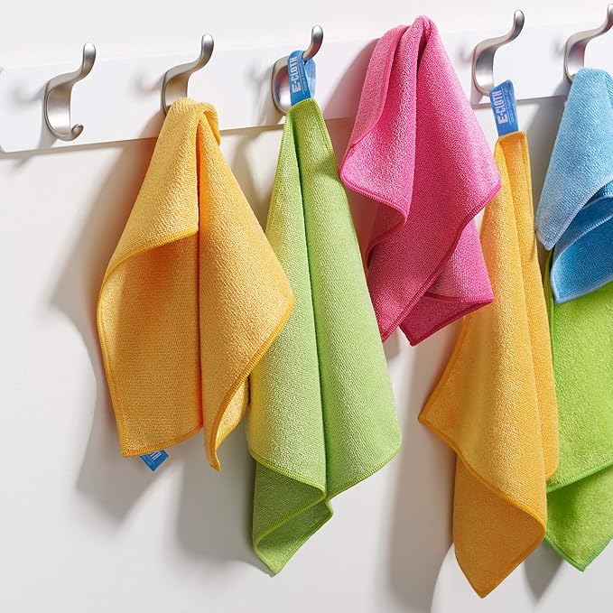 E-Cloth Microfiber Cloth 4-Pack, World's Leading Premium Microfiber Cleaning Cloth, Twice as Durable as Competition, 1 Year Guarantee, Ideal for Kitchen, Countertops, Sinks, and Bathrooms, Assorted