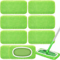 8 Pack Reusable Mop Pads Compatible with Swiffer Sweeper, Coral Fleece Washable Swiffer Mop Pads, Dry & Wet Sweeping Mopping Cloths (Green, Not Included Mop)