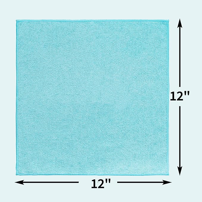 HOMERHYME Microfiber Cleaning Cloth, 20 Pack Cleaning Rags, 12" x 12" Lint Free Shop Towels, Washable Reusable Microfiber Towels for Cars Kitchen Automotive House Office