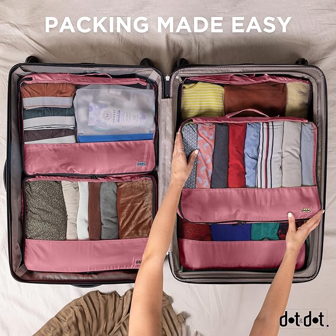 Dot&Dot 5 Pcs Large Travel Packing Cubes for Suitcases - Carry on Luggage Organizer Bags