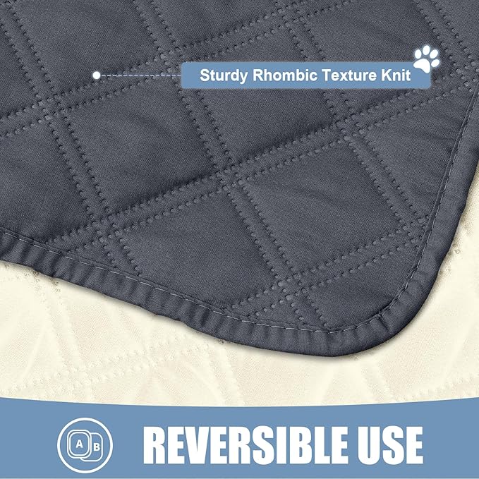 Smiry Waterproof Dog Bed Cover Pet Blanket, Soft Washable Dog Blanket for Furniture Bed Couch Sofa Reversible, Checkered (52"x82", Dark Grey/Beige)