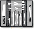 1 Pcs Utensil Drawer Silverware Organizer, Metal Mesh Expandable 13" ~24" Kitchen Drawer Organizer, 7-9 Slots Cutlery Tray Dividers for Kitchen Flatware Christmas Housewarming Gift (Black)
