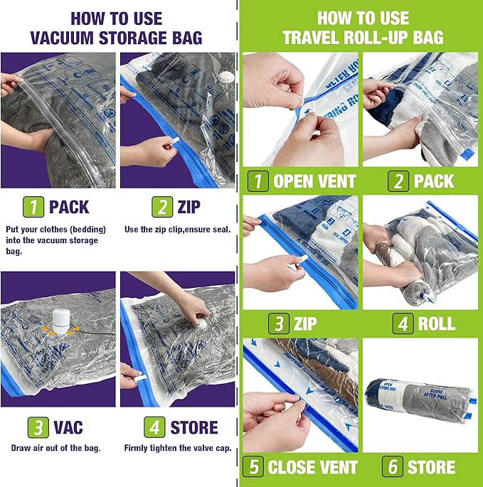 Vacuum Storage Bags with Electric Pump, Vacuum Seal Bags for Clothing, Pillows, Blanket Bedding Comforters, 20 pack
