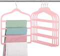 Velvet Pants Clothes Hanger Space Saving Non Slip Pants Shorts Hanger, Myfolrena Jeans Slack Trousers Hangers Multiple Velvet Hanger Closet Storage and Organization for Jeans,Scarf,Tie(Pink, 5)