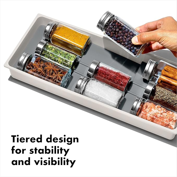 OXO Good Grips Kitchen, Compact Spice Drawer Organizer, White