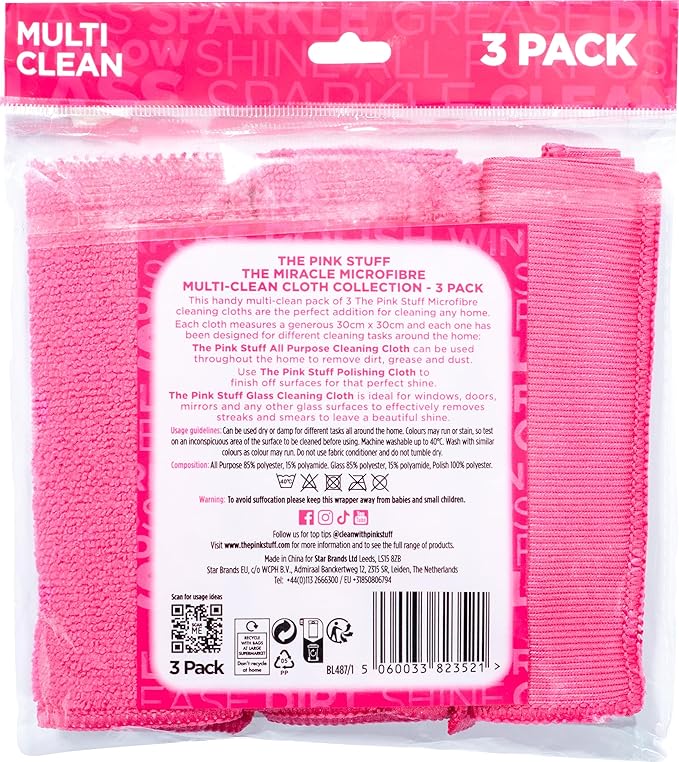 Stardrops – The Pink Stuff – Miracle Microfibre Cloth Collection 3 Pack
