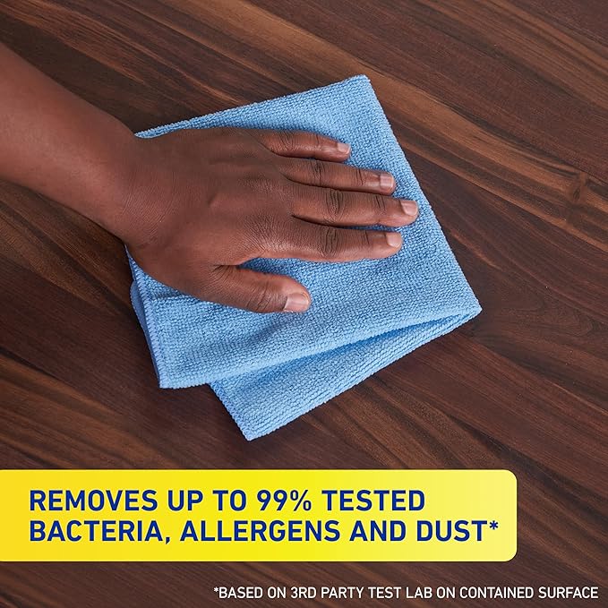 Quickie Microfiber Cleaning Cloth 14 x 14 Inches Blue Pack of 24 Washable and Reusable Ideal for Multi-Surface Indoor/Outdoor Dusting and Polishing
