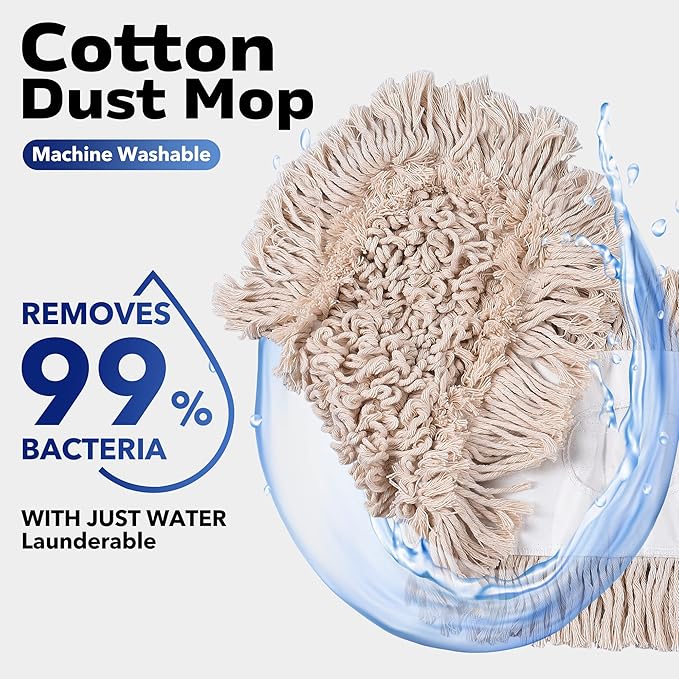 Matthew Cleaning 36'' Cotton Dust Mop Refill Washable Thick Tufted Replacement Heads for Residential & Commercial Use Fit All 36'' Dust Mop Frames, Hardwood, Laminate, Concrete Floors 12 Pack