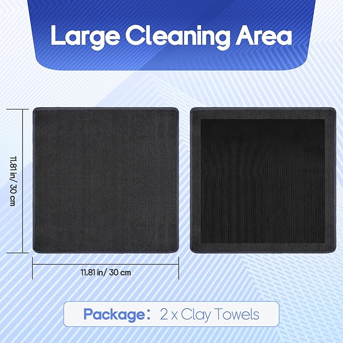 2PCS Clay Towel Auto Detailing, Clay Bar Towel Cloth Auto Detailing for Car (12 x 12 in) (Grey)