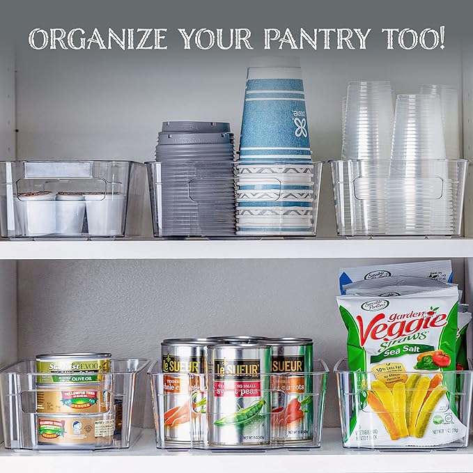 Oizeir Refrigerator Organizer Bins - Clear Plastic, Stackable, Narrow and Wide Bin Sizes, Egg Tray with Lid. Great Storage for Fridge, Cabinets, Countertops and Pantry. (Set of 12)