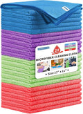HOMERHYME Microfiber Cleaning Cloth, 24 Pack Cleaning Rags,12" X 11" Lint Free Dish Towels Wash Cloths, Reusable Microfiber Towels for Home and Kitchen Bathroom Apartment Cleaning Supplies, Assorted