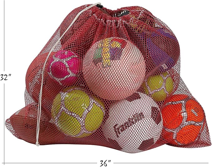 Mesh Equipment Bag - 32” x 36” and 24” x 36” - Adjustable, sliding drawstring cord closure. Perfect mesh bag for parent or coach, making it easy to transport and keeping your sporting gear organized.