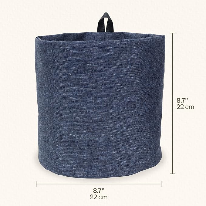 Bigso Soft Hang Around Hanging Storage Basket Large | Hanging Wall Basket for Organizing Everyday Necessities | Collapsible Wall Hanging Storage Basket for Closets | 8.7″x8.7″ | Large | Blue
