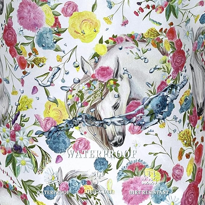 Beautiful Horse Laundry Basket Colorful Floral Animal Laundry Hamper Foldable Oxford Cloth Funny Tote Bag Clothes Toy Storage Bucket For Bathroom/Laundry Storage/Bedroom 18.9 x 16.5 Inch
