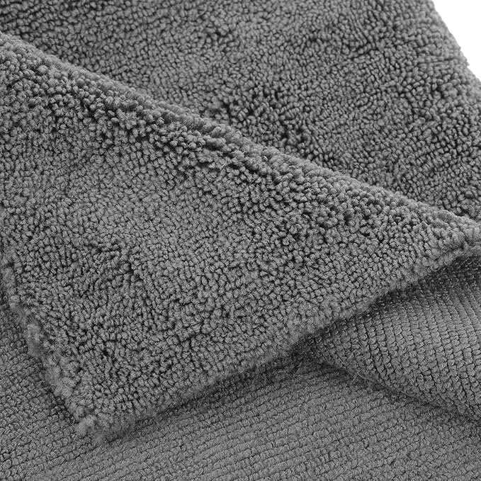 Alipis 2pcs Gray Microfiber Car Wash Towels Super Absorbent Drying Towels for Cars with Ultrasonic Edge Lint-Free Cleaning Cloths for Detailing and Rapid Water Absorption