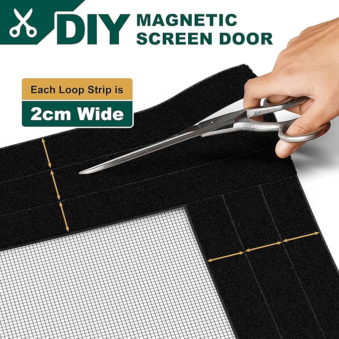 Adjustable Magnetic Screen Door Fit Door Size Width 70" - 74" Height 80" - 82", DIY Widen Heavy Duty Door Net Screen Mesh with Strong Magnet for Sliding Glass, Black