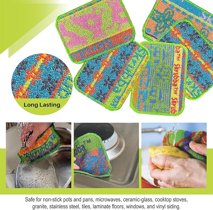 Wet-it! Skrubba 6-Pack Reusable Dish Scrubbers – Non-Scratch Scouring Pads for Kitchen & Household – Eco-Friendly, Dishwasher Safe Scrub Sponges for Dishes, Pots & Pans (Vogue)