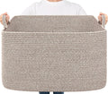 Goodpick Blanket Basket, Woven Baskets for Storage, Extra Large Storage Basket for Clothes, Toys, Dirty Clothes Basket for Laundry, Living Room, 23.6" x 15.7" x 13.8", Brown, 85L