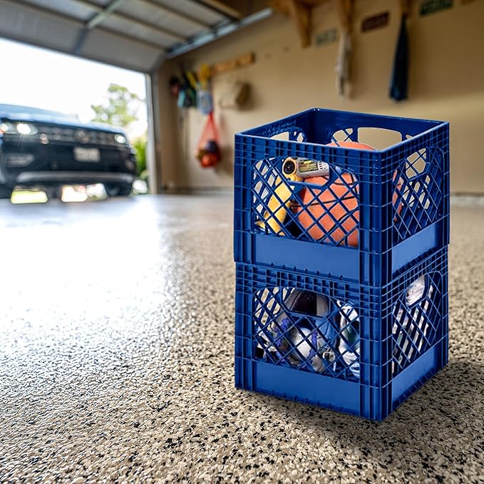 Juggernaut Storage 2 Pack Crates for Office Storage and Classroom Organization, 16 Quart, Blue