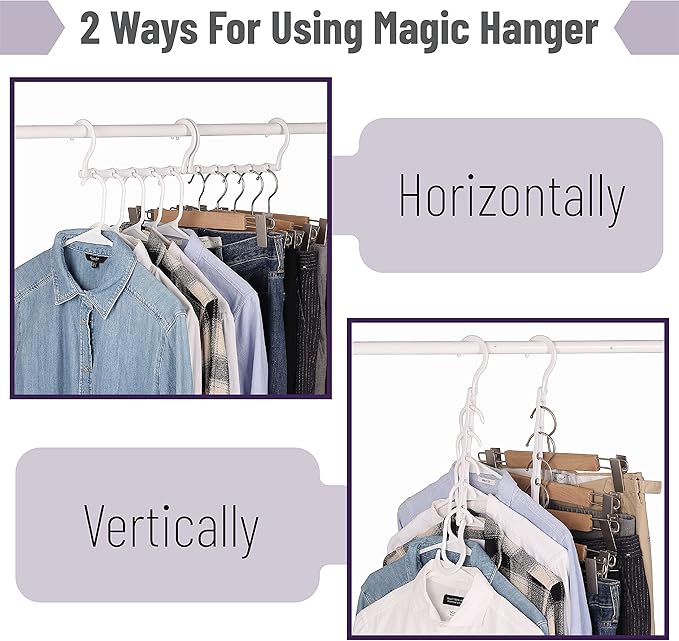 Mr. Pen- Space Saving Hangers for Clothes, 16 pcs, White, Plastic Multi Clothes Hangers Space Saving, 5 Slots, 360° Rotating Hooks