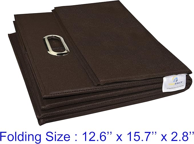 Foldable Large Laundry Hamper With Laundry Bag - Premium Durable Non-Woven Fabric, Plastic Board, Extra-Large Size, Space-Saving & Compact Clothes Basket With Metal Handles (Brown)