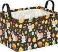 Easter Storage Basket Eggs Bunny Flower Gifts Cube Waterproof Storage Bins Organizer,Foldable Closet Shelf Baskets with handles for Women,Nursery Hamper Toys Box,Room Decorations