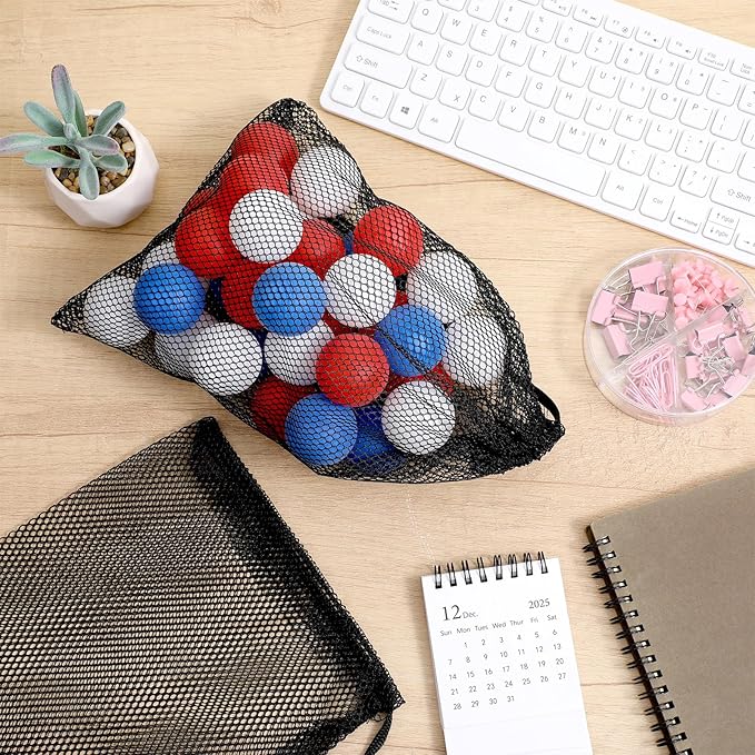 Grevosea 12Pcs Drawstring Mesh Bag, 8X12 Inch Nylon Mesh Drawstring Bags Delicates Laundry Bags for Washing Machine Small Gym Bag for Basketball Volleyball Football Golf Stuff Balls