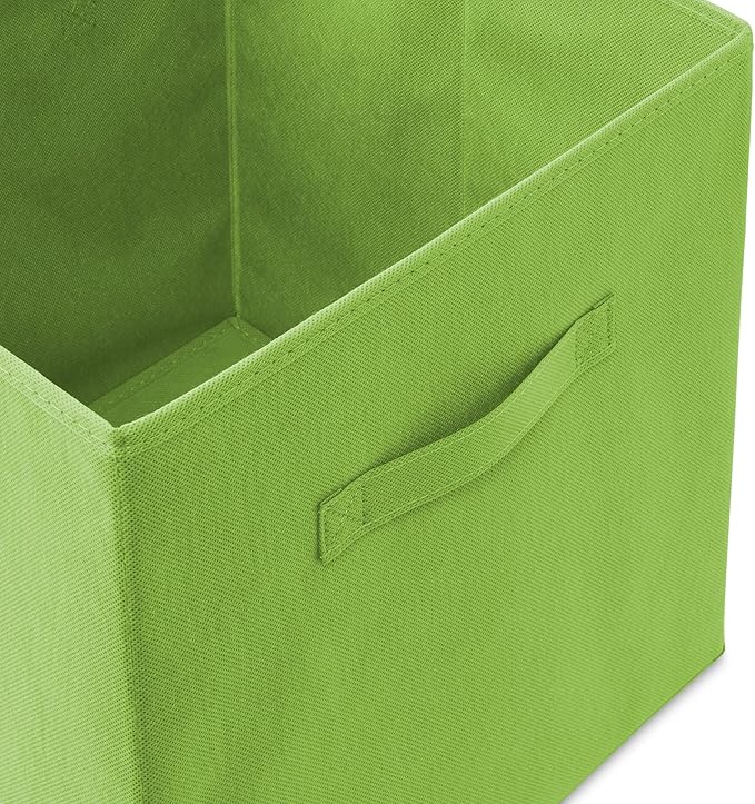 Casafield Set of 6 Collapsible Fabric Cube Storage Bins, Lime Green - 13" Foldable Cloth Baskets for Shelves, Cubby Organizers & More